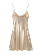 Alanah | Metallic Open Back Mini Dress with pockets