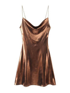 Alanah | Metallic Open Back Mini Dress with pockets