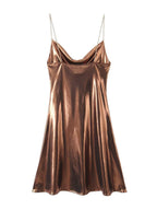 Alanah | Metallic Open Back Mini Dress with pockets
