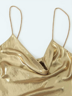 Alanah | Metallic Open Back Mini Dress with pockets