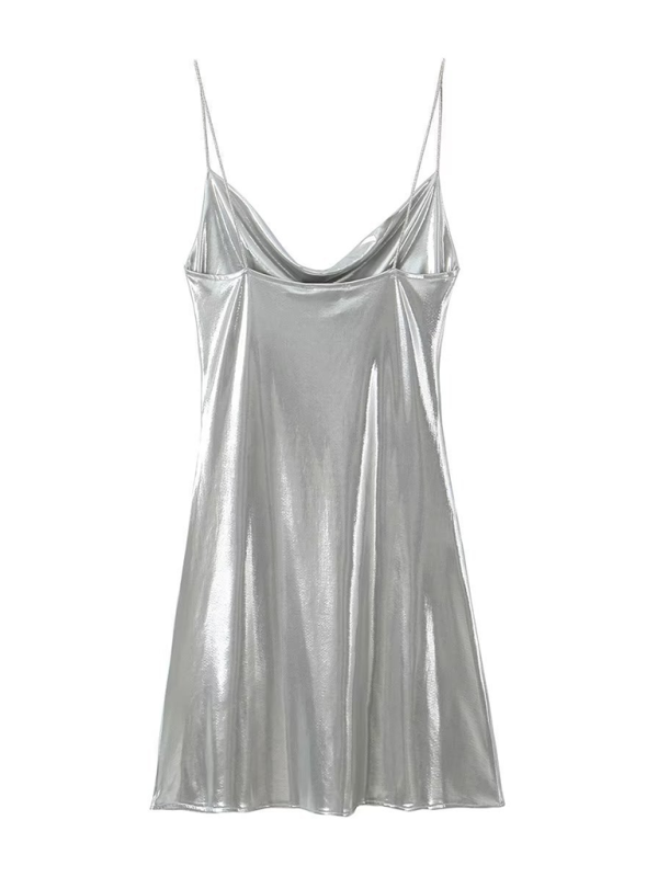 Alanah | Metallic Open Back Mini Dress with pockets