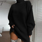 Women's Autumn Sweater Dress – Long Sleeve Polo Collar Knit Dress