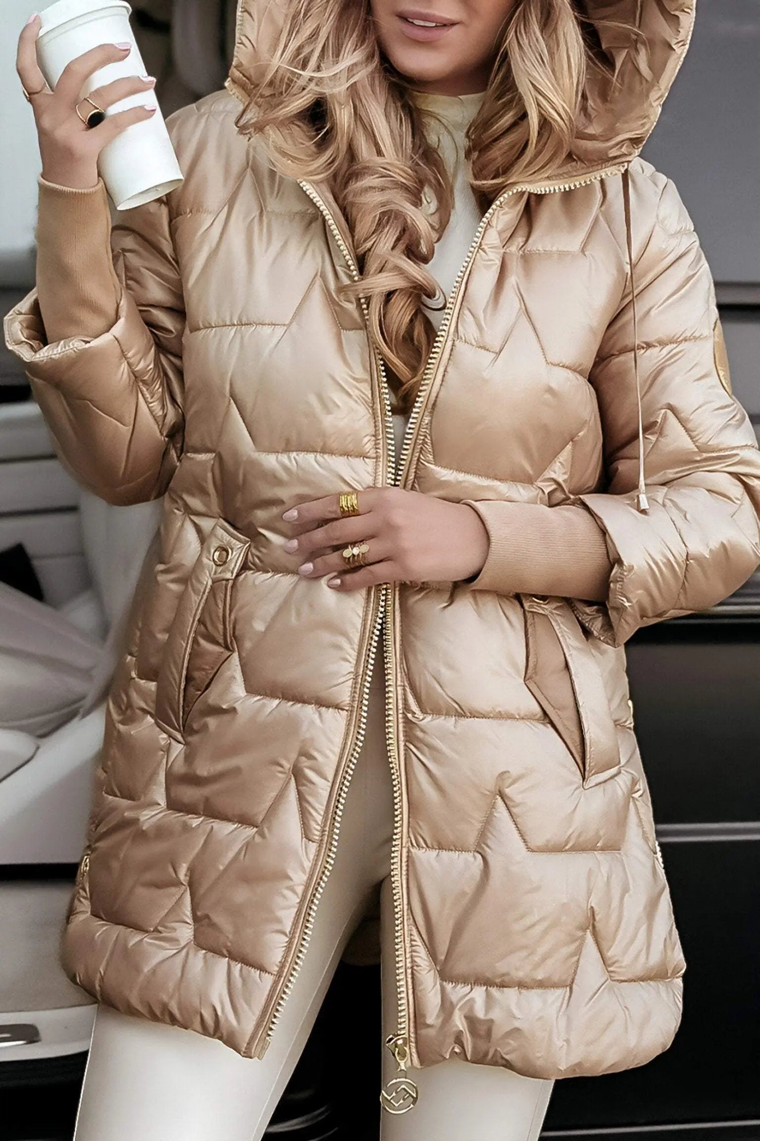 Women's Hooded Puffer Jacket – Cotton Winter Coat