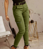 Women's High Waisted Tapered Cargo Pants – Casual Side Pocket Trousers