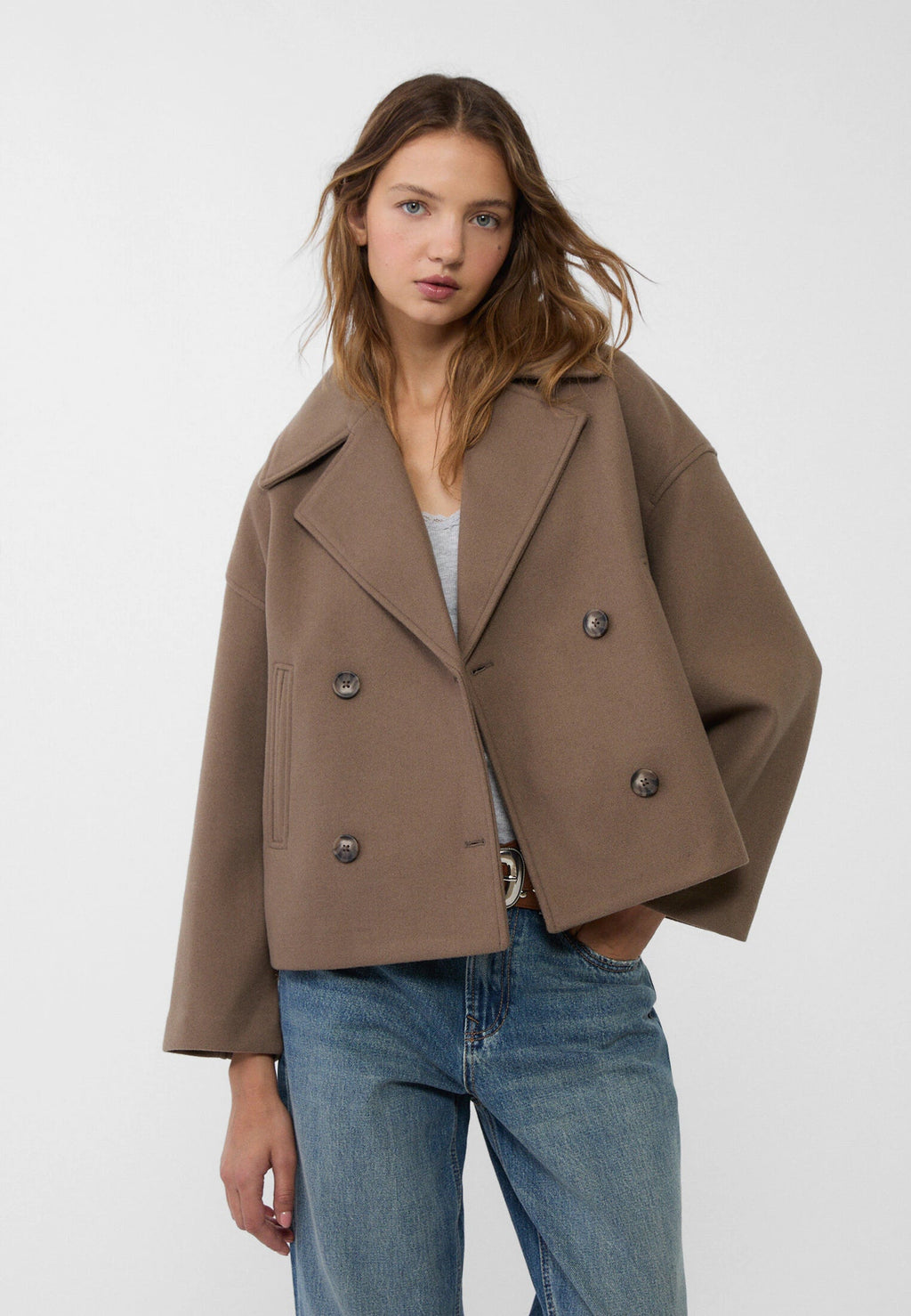 Women's Wool Blend Overcoat – Double-Breasted Winter Coat