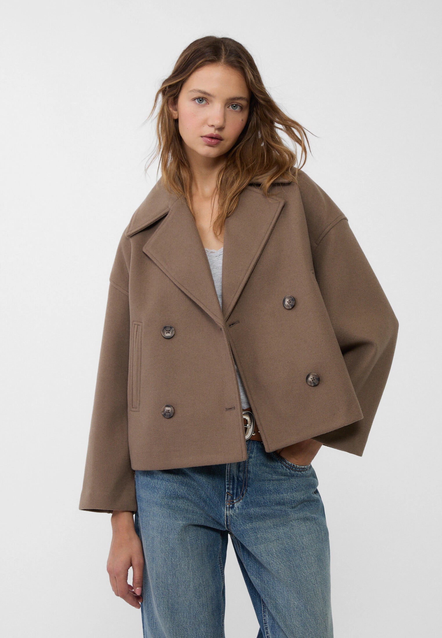 Women's Wool Blend Overcoat – Double-Breasted Winter Coat