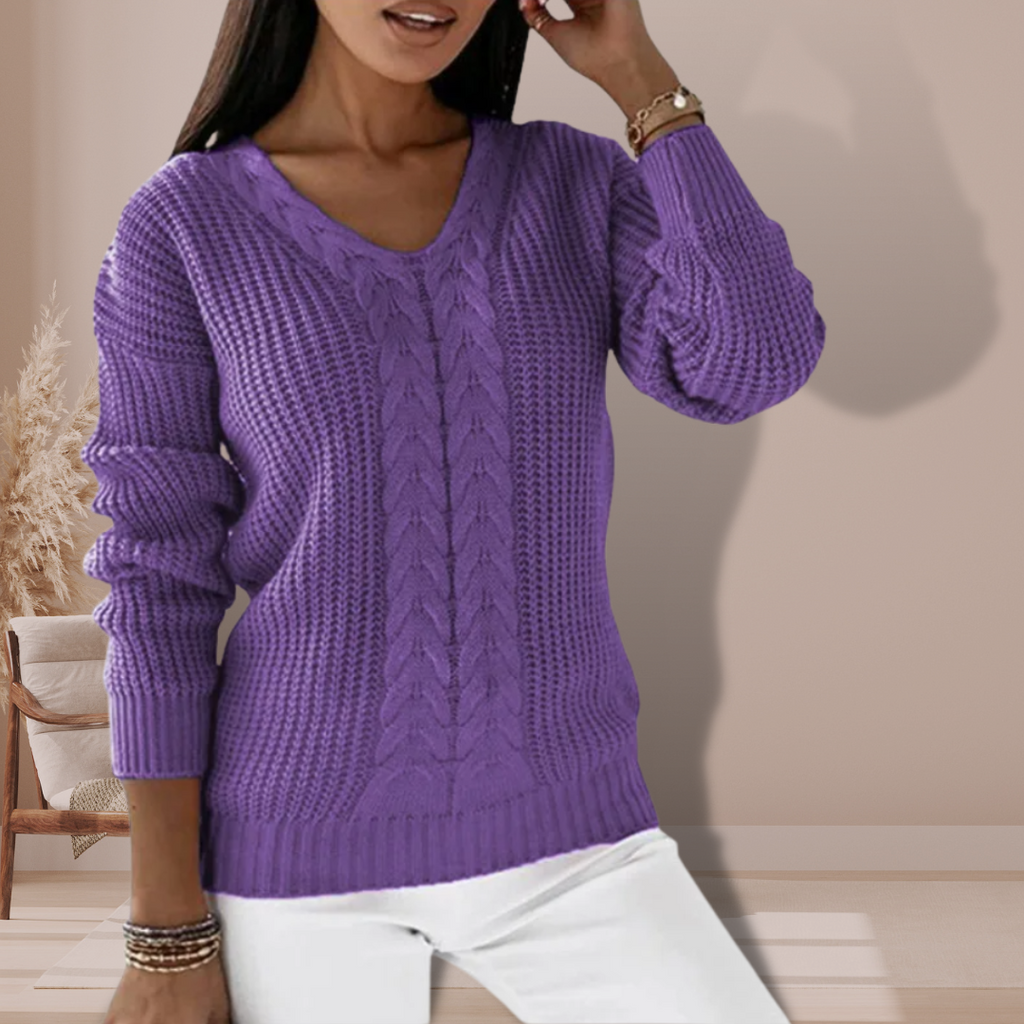 Women's Relaxed Knit Sweater – Classic Long Sleeve Winter Sweater