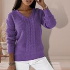 Women's Relaxed Knit Sweater – Classic Long Sleeve Winter Sweater