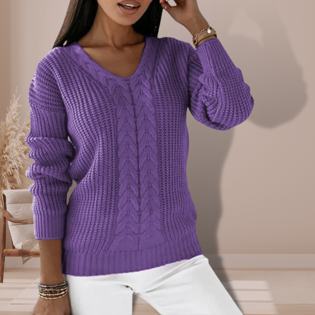 Women's Relaxed Knit Sweater – Classic Long Sleeve Winter Sweater