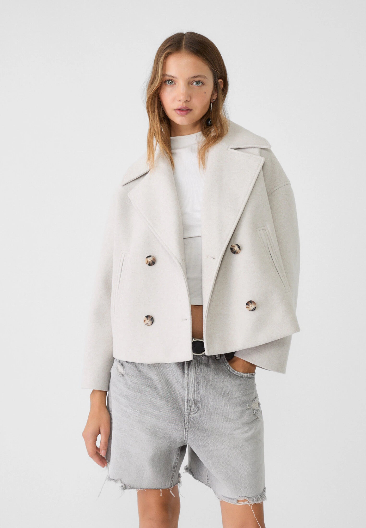 Women's Wool Blend Overcoat – Double-Breasted Winter Coat