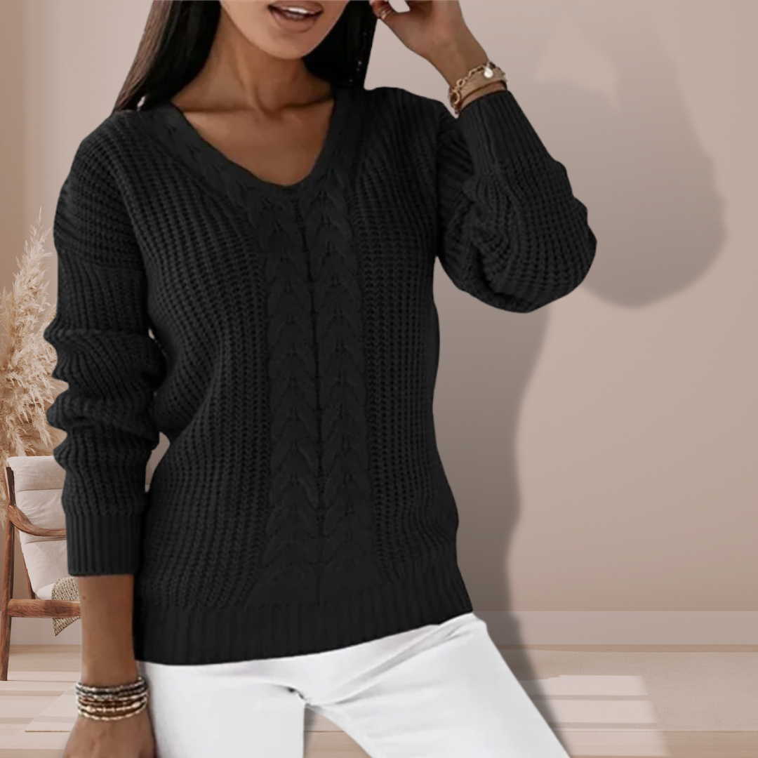 Women's Relaxed Knit Sweater – Classic Long Sleeve Winter Sweater