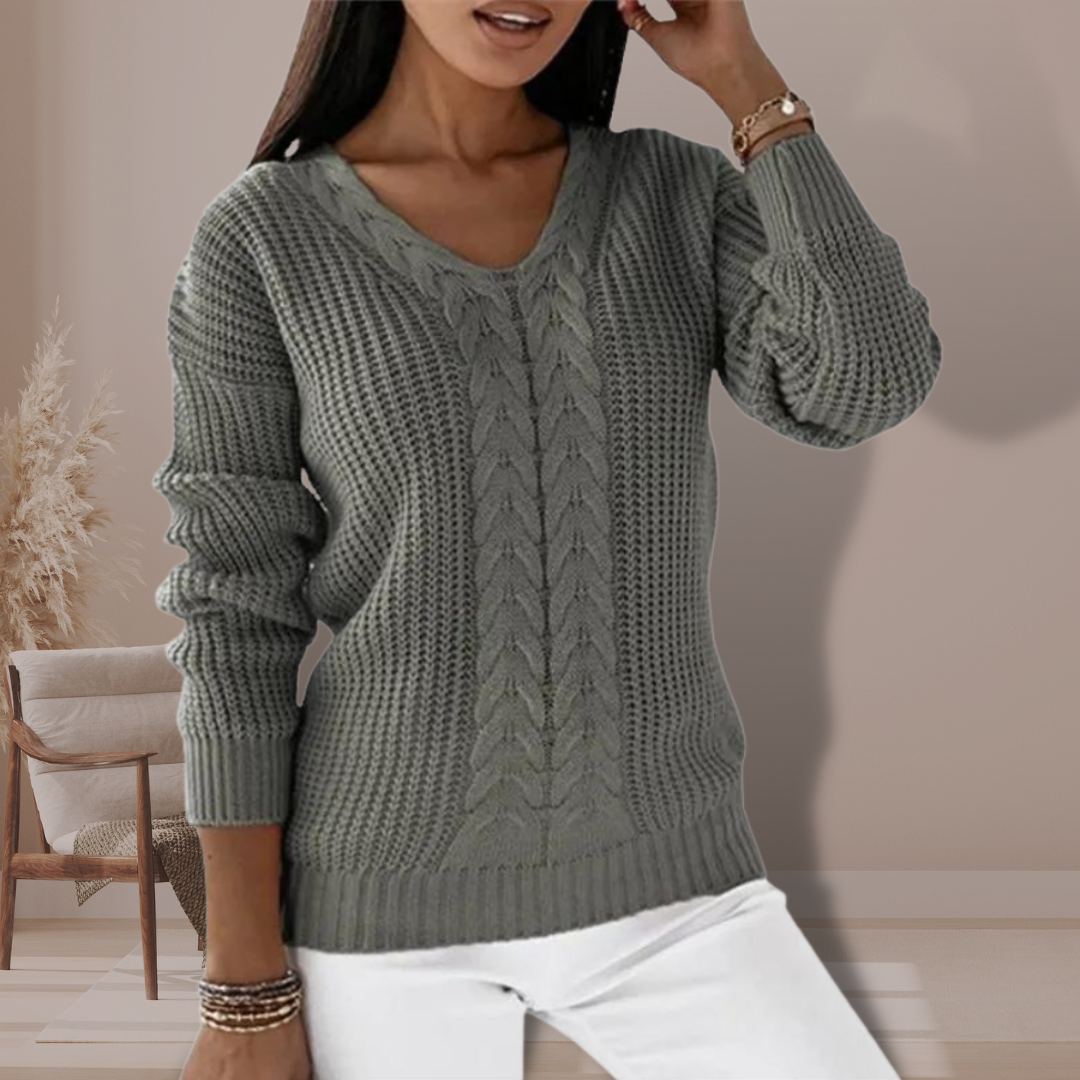 Women's Relaxed Knit Sweater – Classic Long Sleeve Winter Sweater