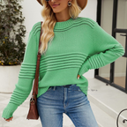 Women's Relaxed Pullover Sweater – Slouchy Knit Sweater