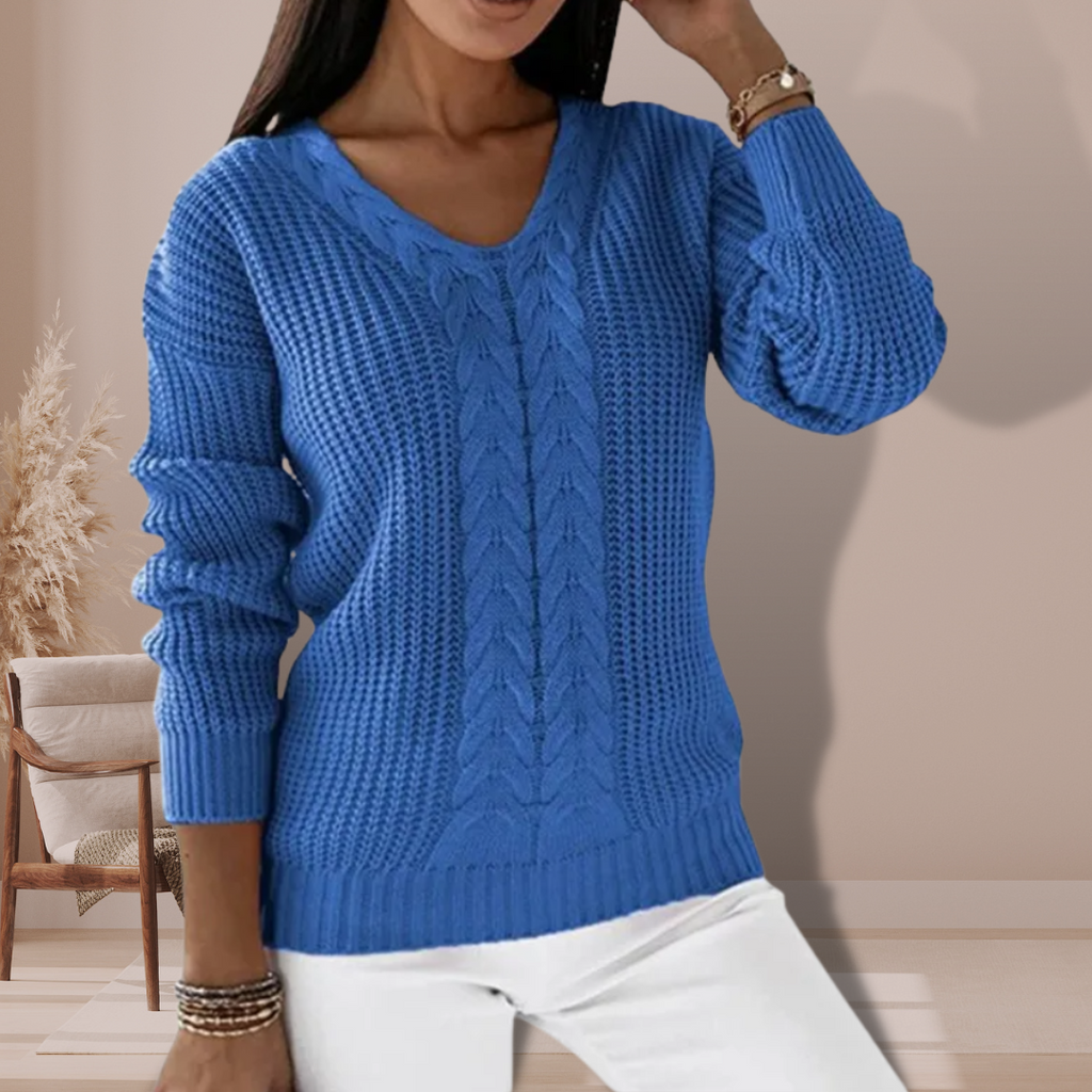Women's Relaxed Knit Sweater – Classic Long Sleeve Winter Sweater