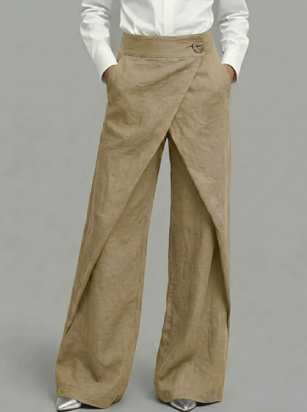 Women's Asymmetrical Pants – Draped Wrap Front Pants