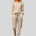 Women's Monochrome Pants Set – Relaxed Top & Wide Leg Trousers