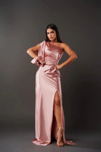 Women's Pleated Wedding Guest Dress – Flowy Formal Maxi Dress