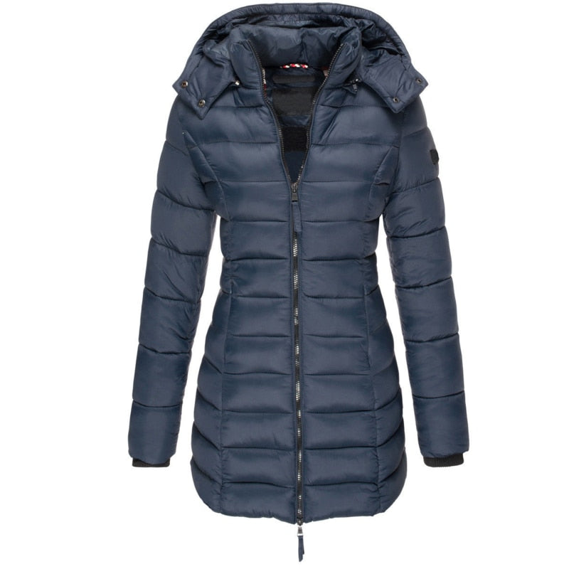 Women's Long Down Coat – Hooded Winter Puffer
