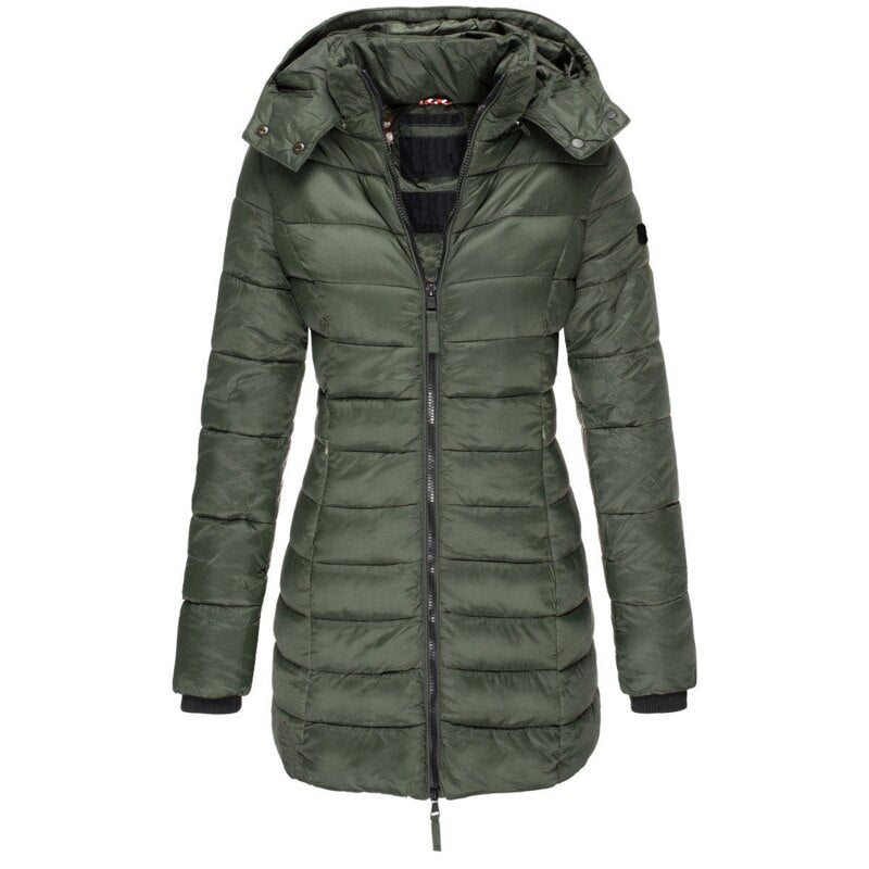 Women's Long Down Coat – Hooded Winter Puffer