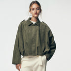 Women's Faux Suede Bomber Jacket – Cropped Flight Jacket
