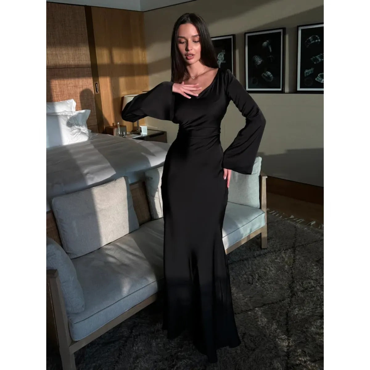 Women's Tailored Long Sleeve Dress – Fitted Day-to-Evening Occasion Dress