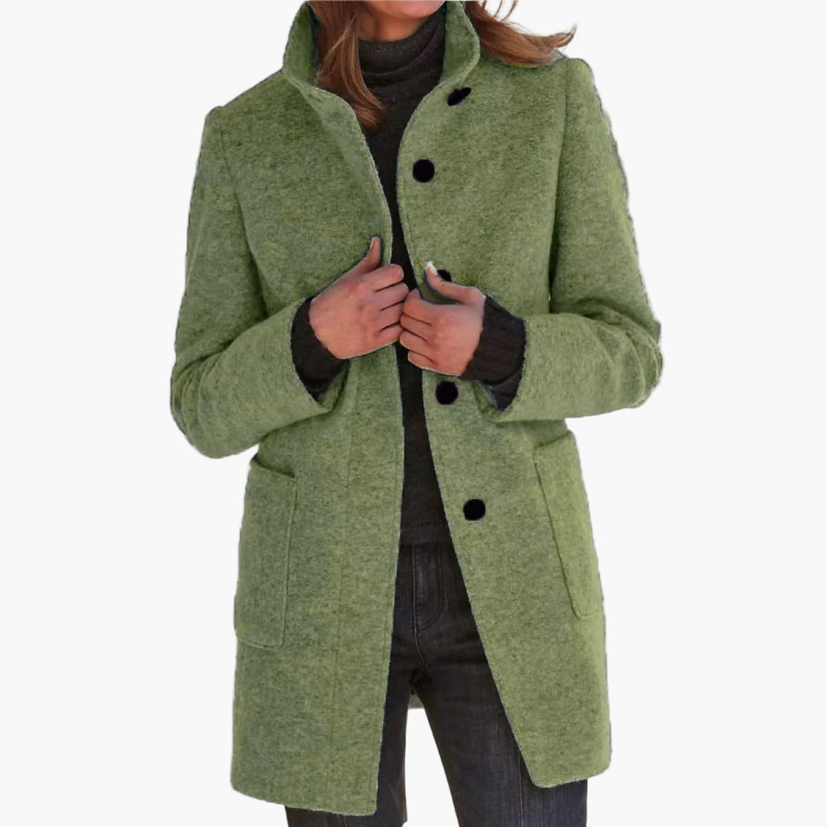 Women's Tailored Winter Coat – Button Front Longline Overcoat