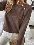 Women's Pearl Detail Sweater – Embellished Round Neck Knit Pullover