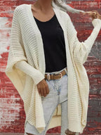Women's Oversized Open Front Cardigan – Waffle Knit Long Sleeve Cardigan
