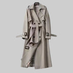 Women's Midi Trench Coat – Double-Breasted Belted Coat