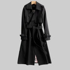 Women's Midi Trench Coat – Double-Breasted Belted Coat