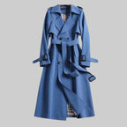 Women's Midi Trench Coat – Double-Breasted Belted Coat