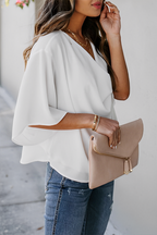 Women's V-Neck Flowy Blouse – Relaxed Lightweight Summer Blouse