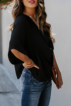 Women's V-Neck Flowy Blouse – Relaxed Lightweight Summer Blouse