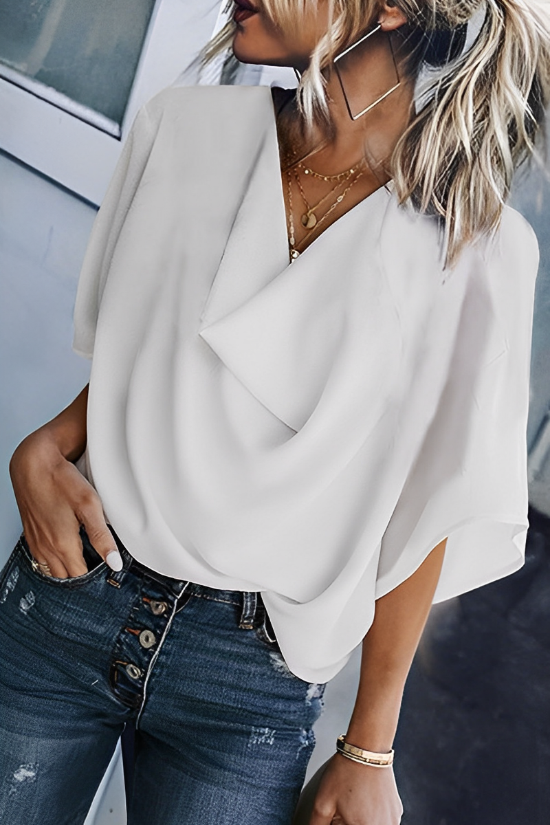 Women's V-Neck Flowy Blouse – Relaxed Lightweight Summer Blouse