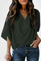 Women's V-Neck Flowy Blouse – Relaxed Lightweight Summer Blouse