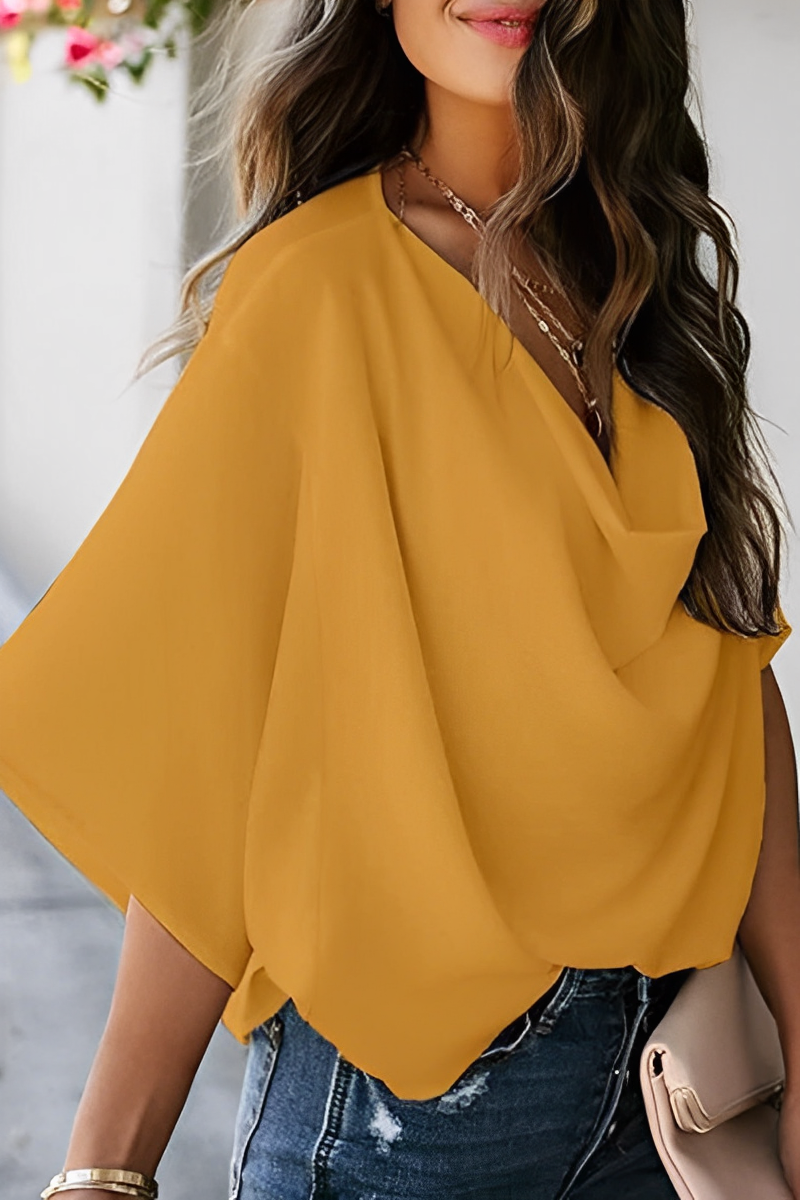 Women's V-Neck Flowy Blouse – Relaxed Lightweight Summer Blouse