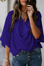 Women's V-Neck Flowy Blouse – Relaxed Lightweight Summer Blouse