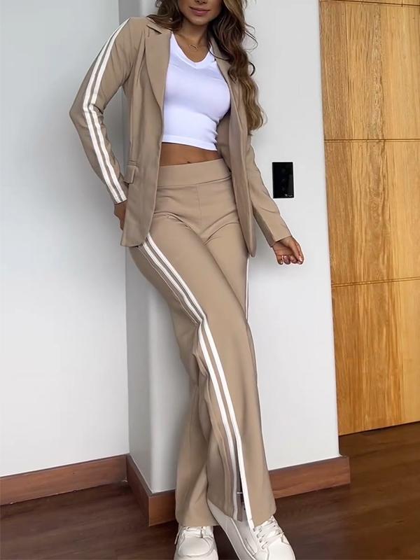 Women's Tailored Blazer Set – Wide Leg Office Co-Ord Suit