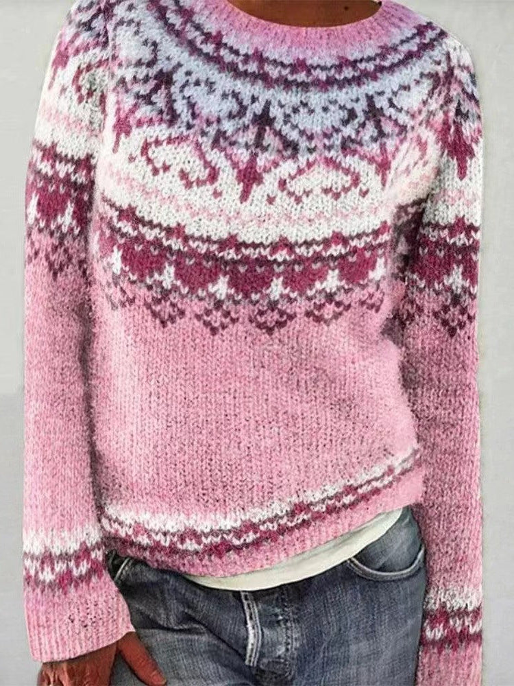 Women's Reindeer Pattern Christmas Sweater – Festive Winter Holiday Sweater