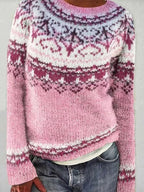 Women's Reindeer Pattern Christmas Sweater – Festive Winter Holiday Sweater