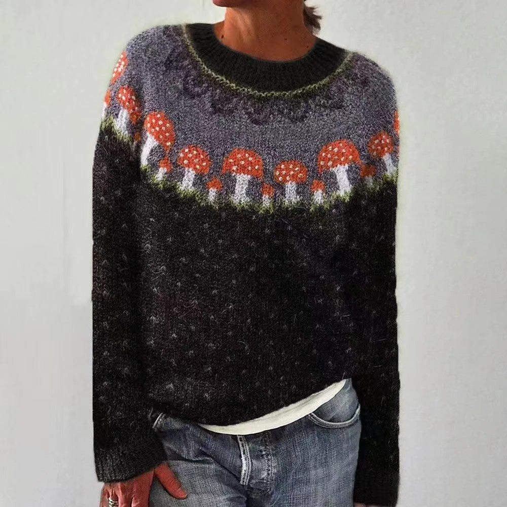 Women's Reindeer Pattern Christmas Sweater – Festive Winter Holiday Sweater