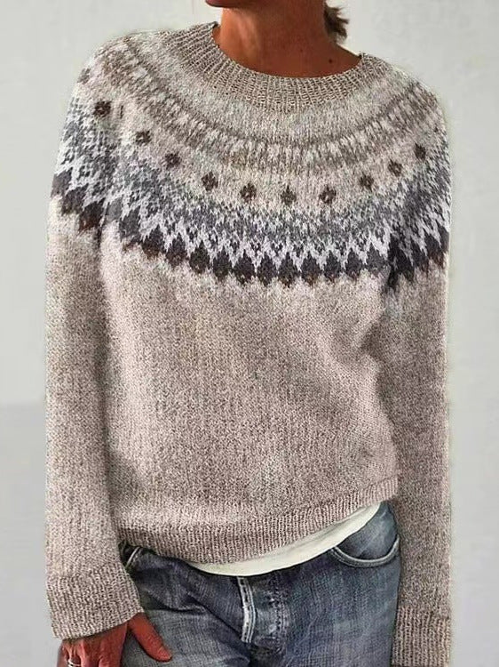 Women's Reindeer Pattern Christmas Sweater – Festive Winter Holiday Sweater