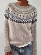 Women's Reindeer Pattern Christmas Sweater – Festive Winter Holiday Sweater
