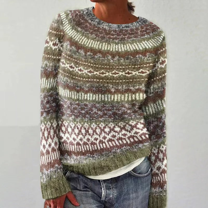 Women's Reindeer Pattern Christmas Sweater – Festive Winter Holiday Sweater