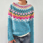 Women's Reindeer Pattern Christmas Sweater – Festive Winter Holiday Sweater