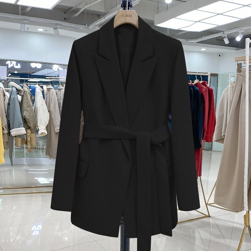 Women's Open Front Longline Blazer – Relaxed Tailored Jacket