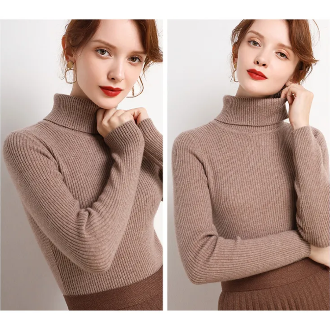 Women's Classic Roll Neck Sweater – Turtleneck Winter Knit Sweater