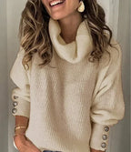 Women's Fine Knit Turtleneck Sweater – Lightweight High Neck Pullover