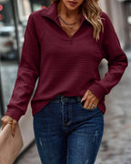 Women's Half-Zip V-Neck Sweater – Collared Zip Knit Pullover