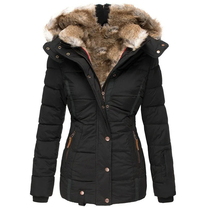 Women's Water Resistant Fur Hood Parka – Fleece Lined Winter Jacket